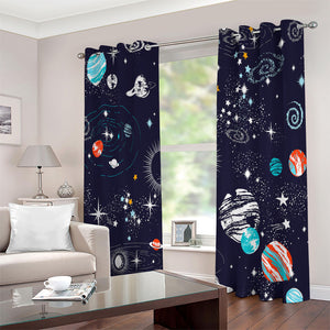 Universe Galaxy Outer Space Print Extra Wide Grommet Curtains