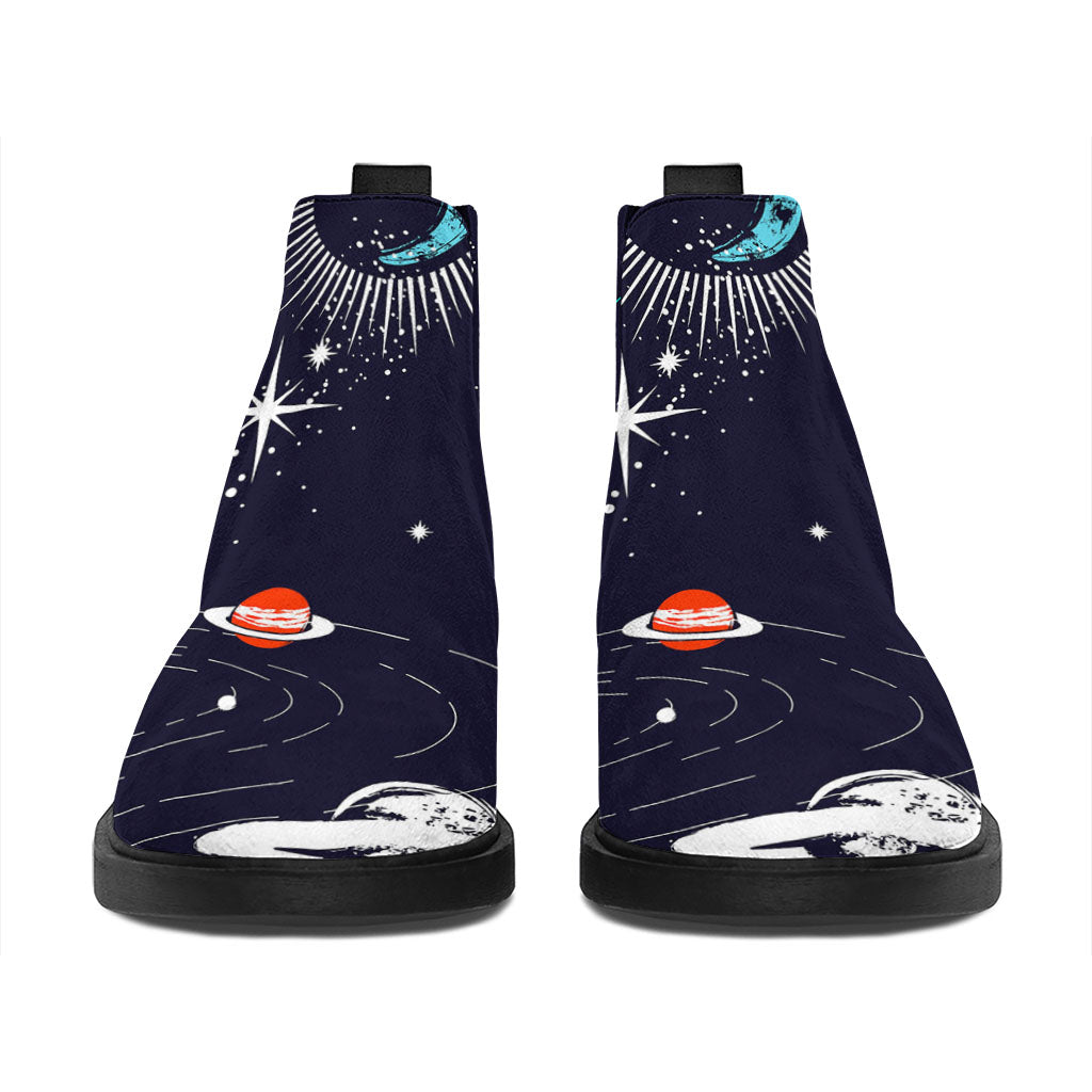 Universe Galaxy Outer Space Print Flat Ankle Boots