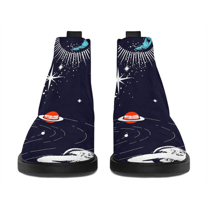 Universe Galaxy Outer Space Print Flat Ankle Boots