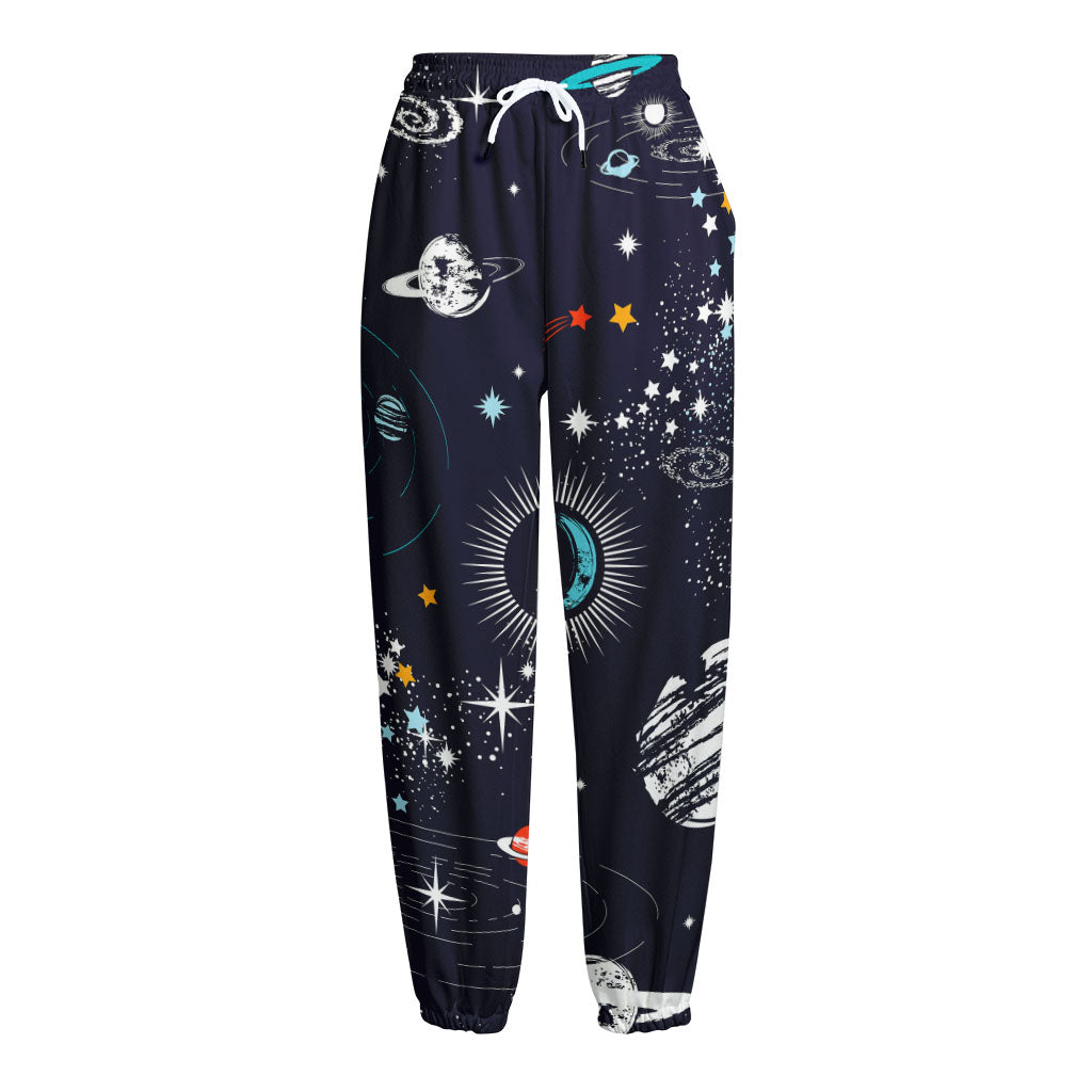 Universe Galaxy Outer Space Print Fleece Lined Knit Pants