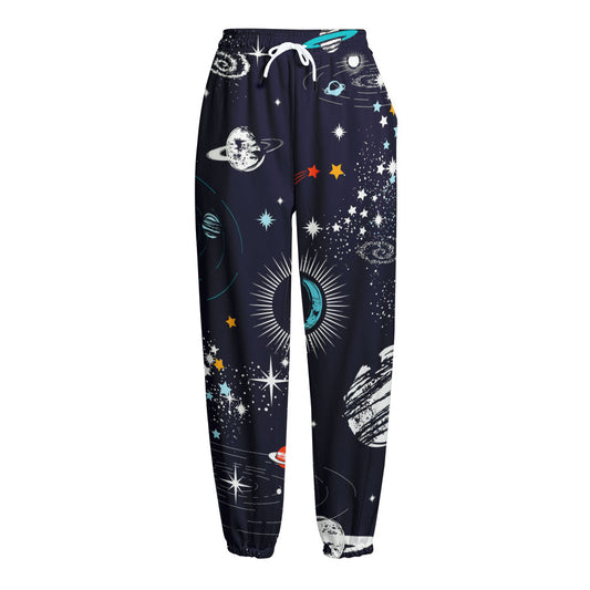 Universe Galaxy Outer Space Print Fleece Lined Knit Pants
