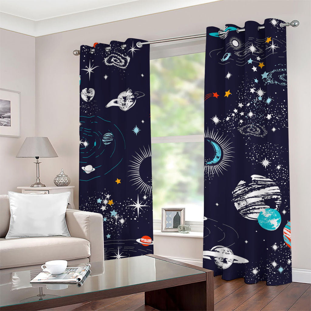 Universe Galaxy Outer Space Print Grommet Curtains