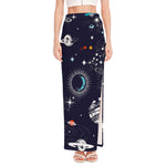 Universe Galaxy Outer Space Print High Slit Maxi Skirt