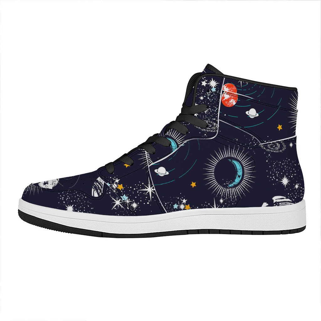 Universe Galaxy Outer Space Print High Top Leather Sneakers