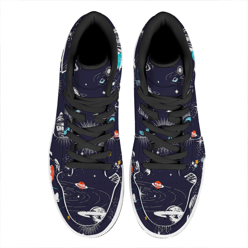 Universe Galaxy Outer Space Print High Top Leather Sneakers