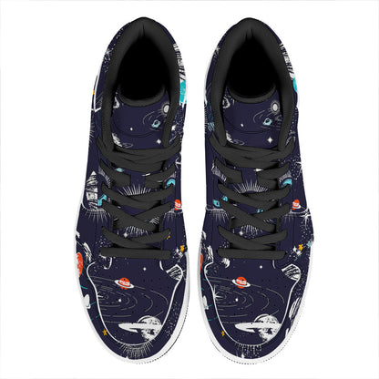 Universe Galaxy Outer Space Print High Top Leather Sneakers