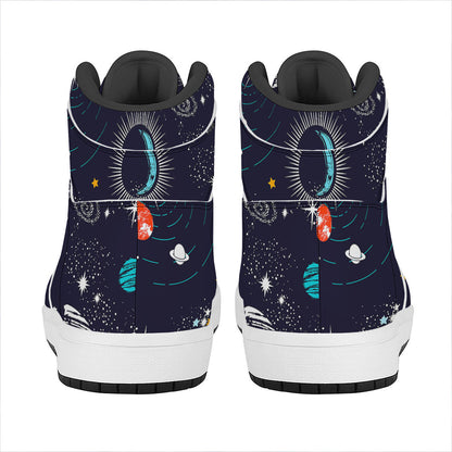 Universe Galaxy Outer Space Print High Top Leather Sneakers