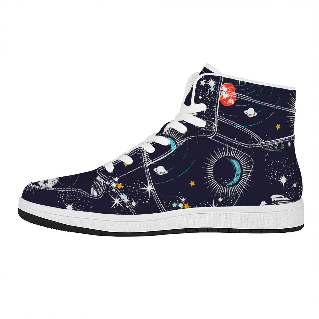 Universe Galaxy Outer Space Print High Top Leather Sneakers