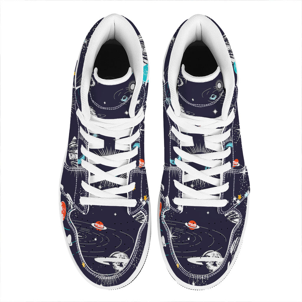 Universe Galaxy Outer Space Print High Top Leather Sneakers