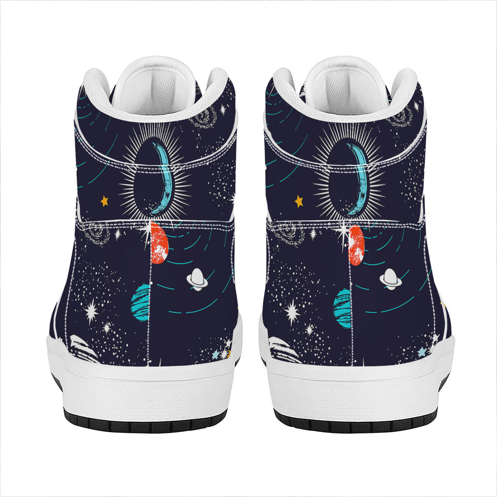 Universe Galaxy Outer Space Print High Top Leather Sneakers