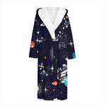 Universe Galaxy Outer Space Print Hooded Bathrobe