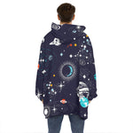 Universe Galaxy Outer Space Print Hoodie Blanket