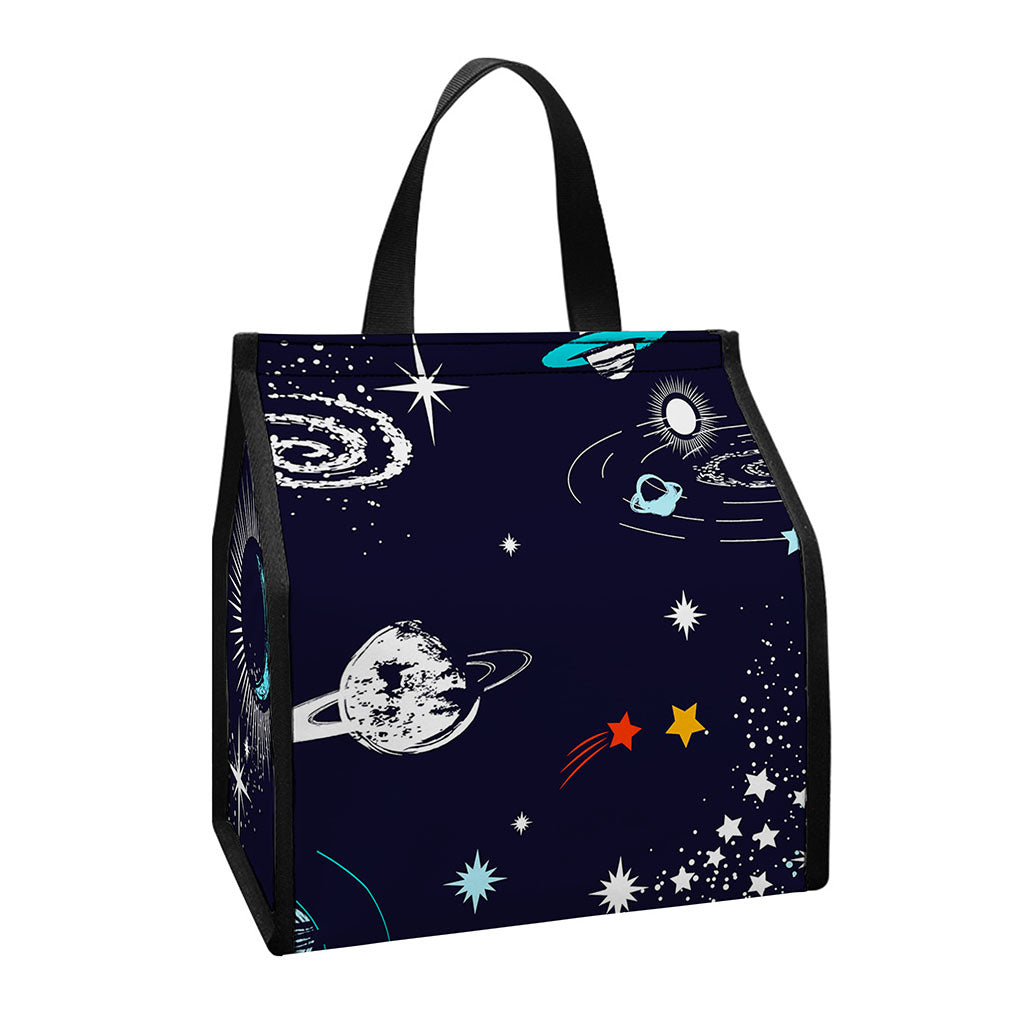 Universe Galaxy Outer Space Print Insulated Lunch Tote
