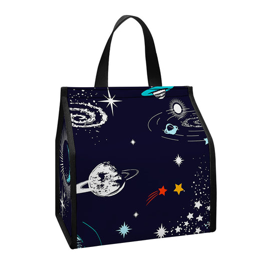 Universe Galaxy Outer Space Print Insulated Lunch Tote