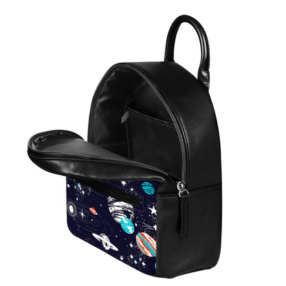 Universe Galaxy Outer Space Print Leather Backpack