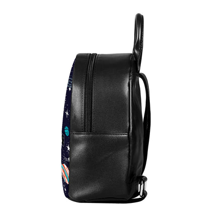 Universe Galaxy Outer Space Print Leather Backpack