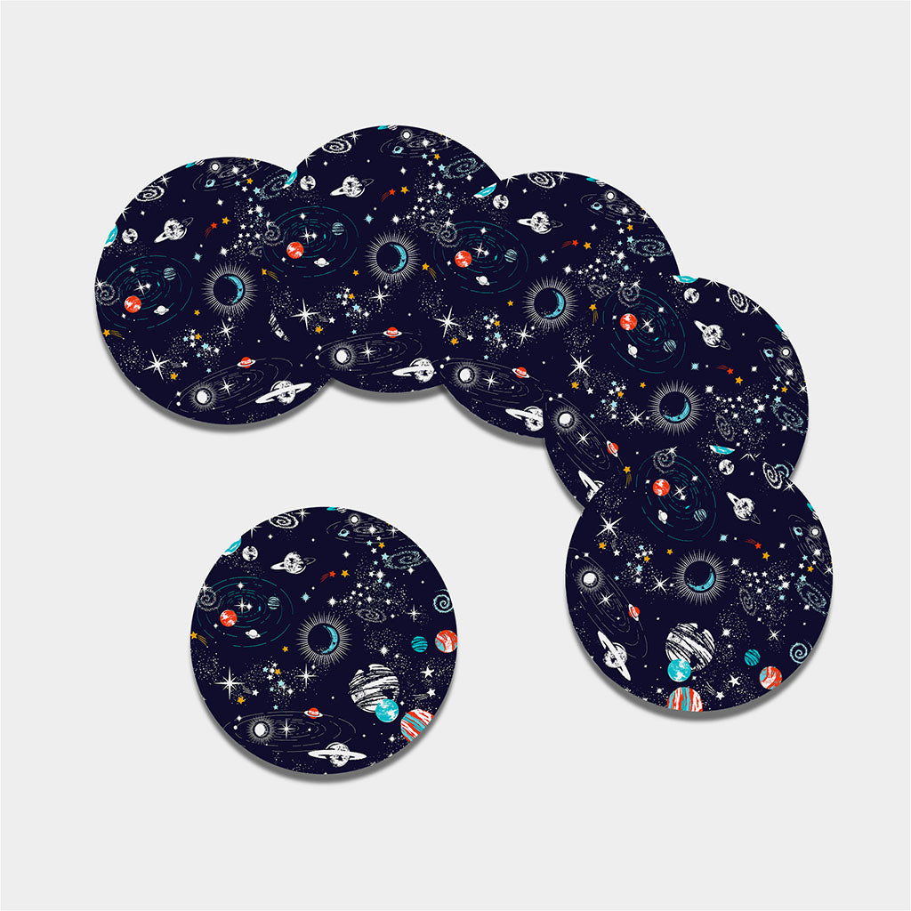 Universe Galaxy Outer Space Print Leather Coaster Set