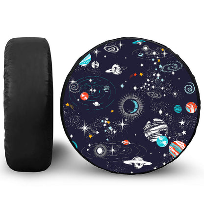Universe Galaxy Outer Space Print Leather Spare Tire Cover