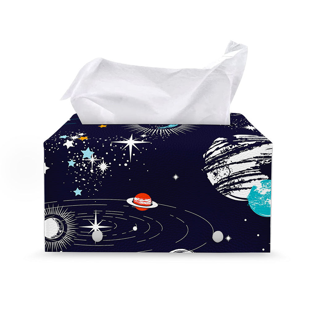 Universe Galaxy Outer Space Print Leather Tissue Box Cover