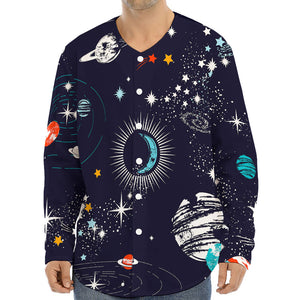 Universe Galaxy Outer Space Print Long Sleeve Baseball Jersey