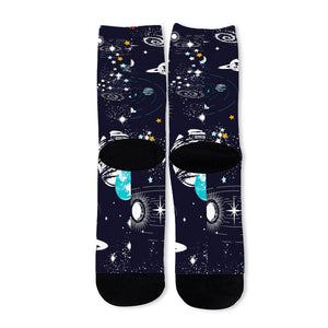 Universe Galaxy Outer Space Print Long Socks