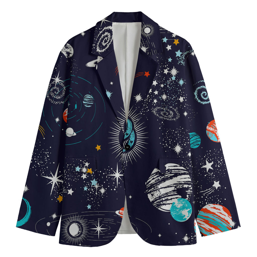 Universe Galaxy Outer Space Print Men's Cotton Blazer