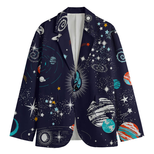 Universe Galaxy Outer Space Print Men's Cotton Blazer