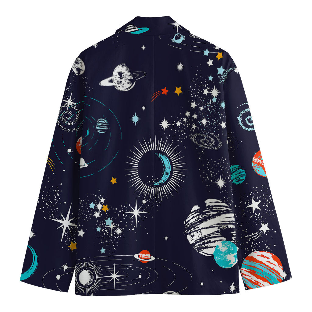 Universe Galaxy Outer Space Print Men's Cotton Blazer