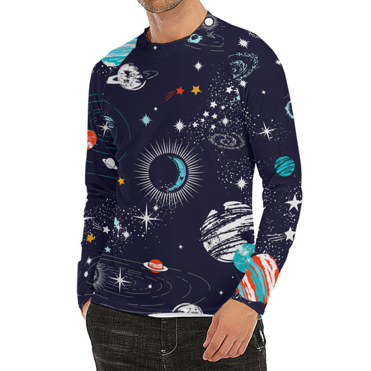 Universe Galaxy Outer Space Print Men's Long Sleeve Rash Guard