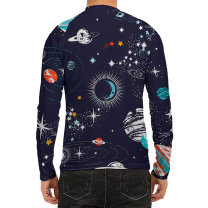 Universe Galaxy Outer Space Print Men's Long Sleeve Rash Guard