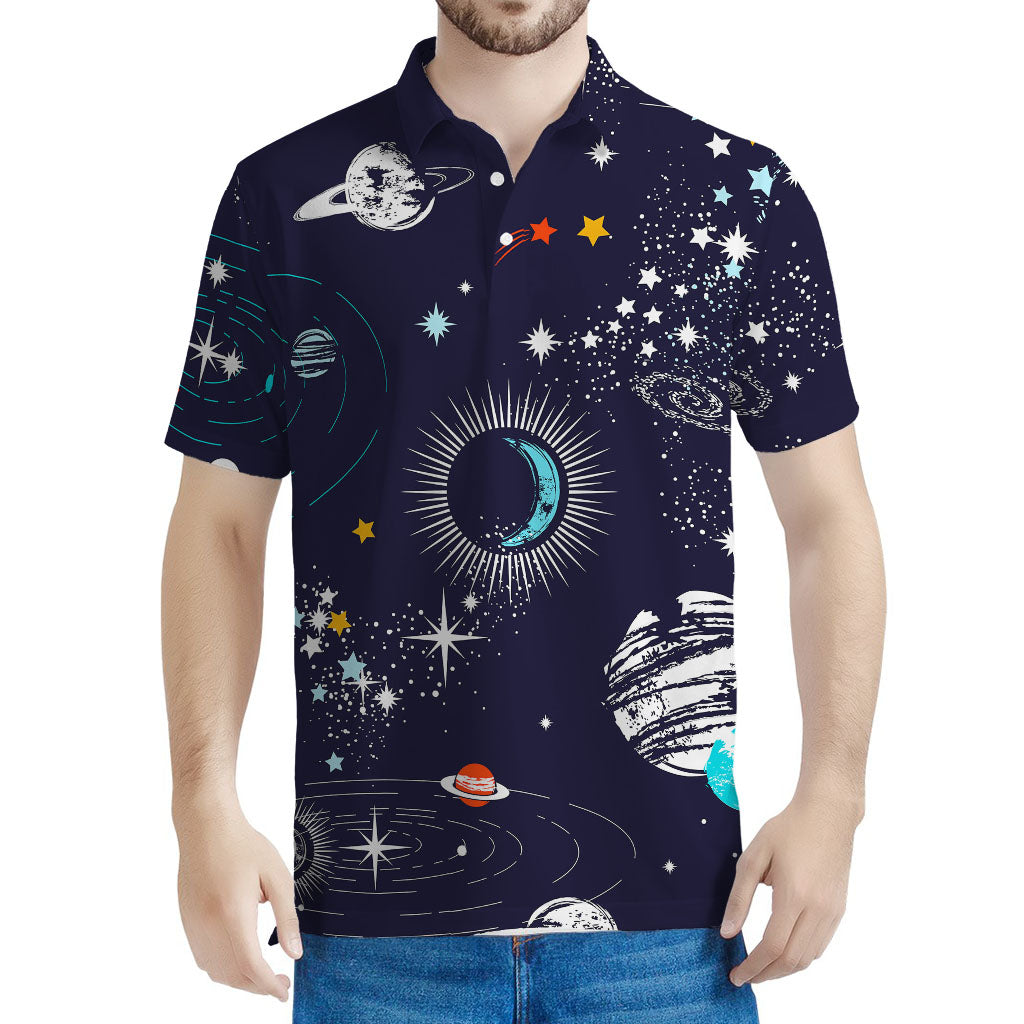 Universe Galaxy Outer Space Print Men's Polo Shirt
