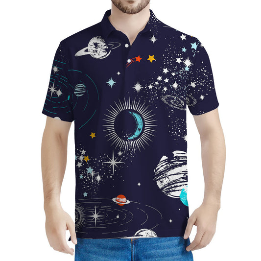Universe Galaxy Outer Space Print Men's Polo Shirt