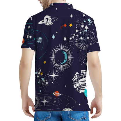Universe Galaxy Outer Space Print Men's Polo Shirt