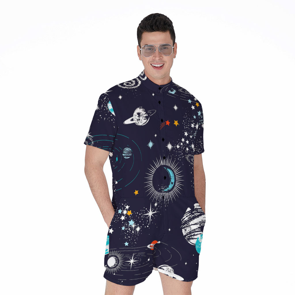 Universe Galaxy Outer Space Print Men's Rompers