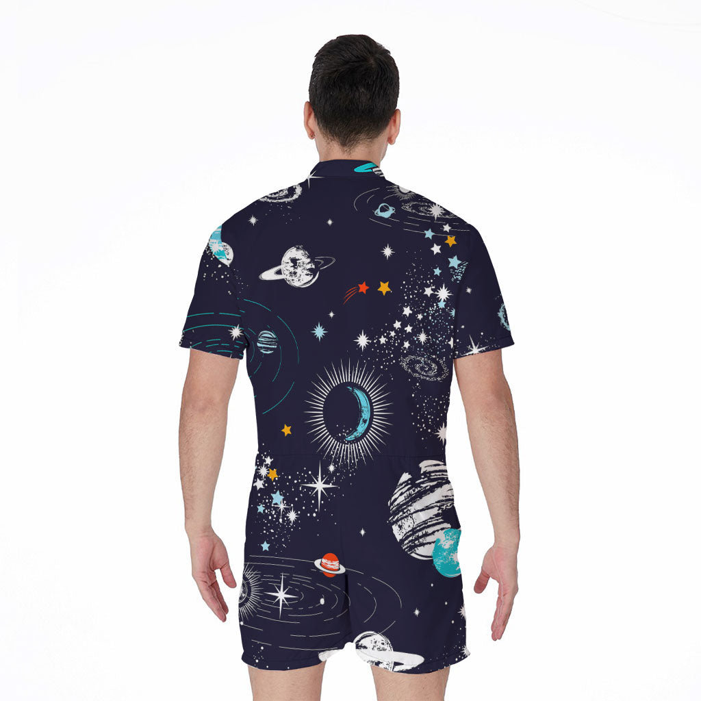 Universe Galaxy Outer Space Print Men's Rompers