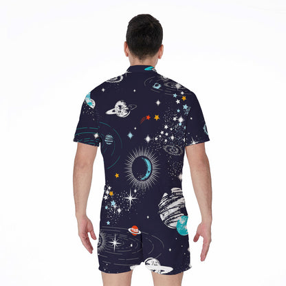 Universe Galaxy Outer Space Print Men's Rompers