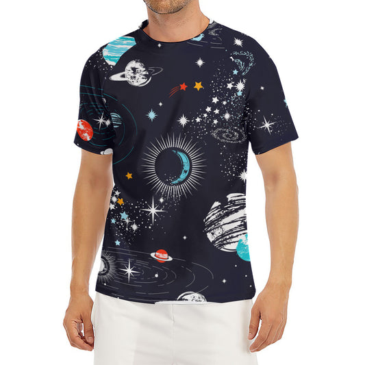 Universe Galaxy Outer Space Print Men's Short Sleeve Rash Guard