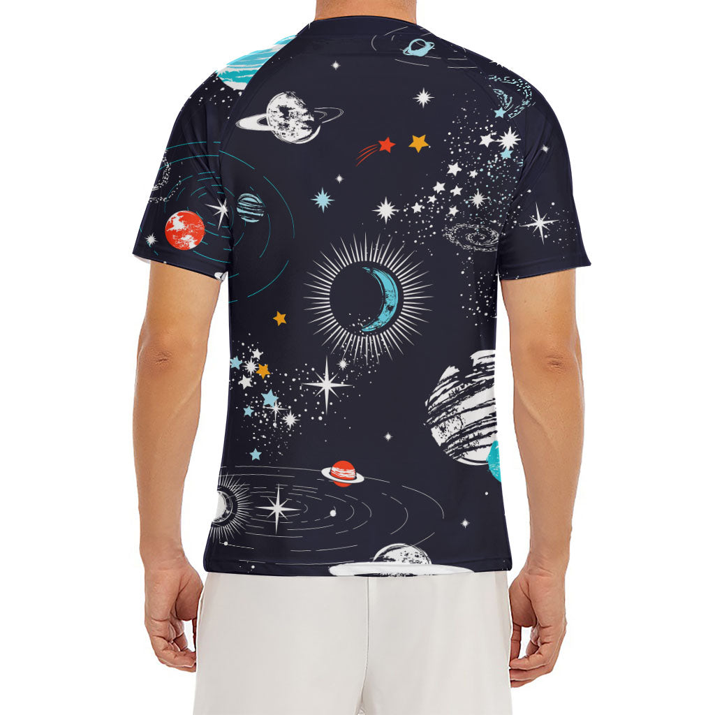 Universe Galaxy Outer Space Print Men's Short Sleeve Rash Guard