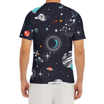 Universe Galaxy Outer Space Print Men's Short Sleeve Rash Guard