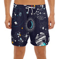 Universe Galaxy Outer Space Print Men's Split Running Shorts