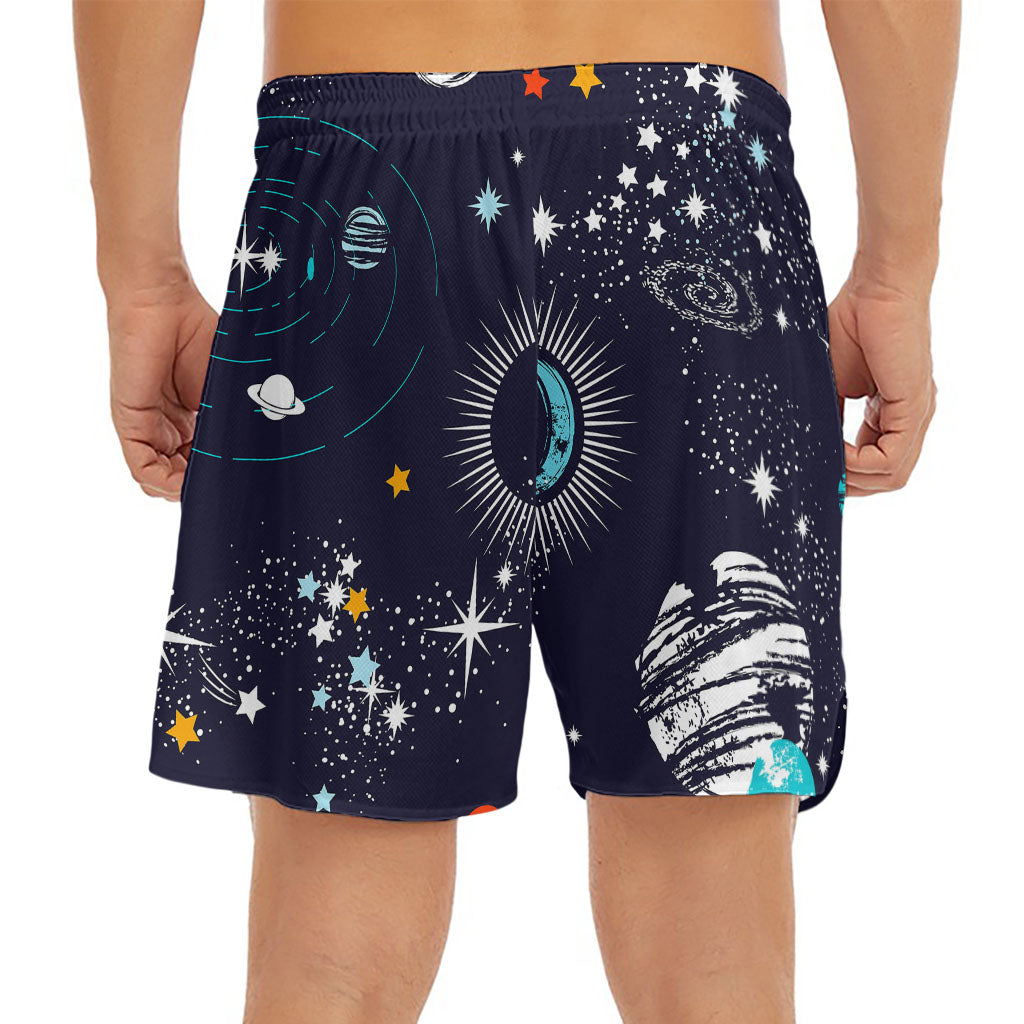 Universe Galaxy Outer Space Print Men's Split Running Shorts