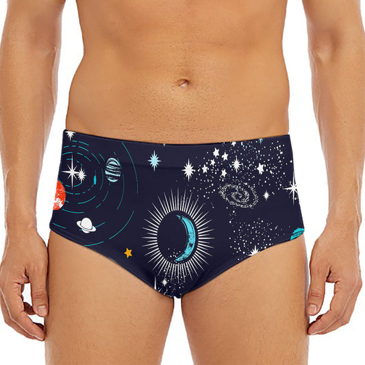 Universe Galaxy Outer Space Print Men's Triangle Swim Briefs
