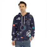 Universe Galaxy Outer Space Print Men's Velvet Pullover Hoodie