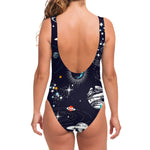 Universe Galaxy Outer Space Print One Piece Swimsuit