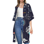 Universe Galaxy Outer Space Print Open Front Beach Cover Up