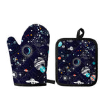 Universe Galaxy Outer Space Print Oven Mitt And Pot Holder Set