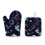Universe Galaxy Outer Space Print Oven Mitt And Pot Holder Set