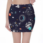 Universe Galaxy Outer Space Print Pencil Mini Skirt