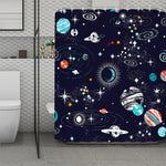 Universe Galaxy Outer Space Print Polyester Shower Curtain