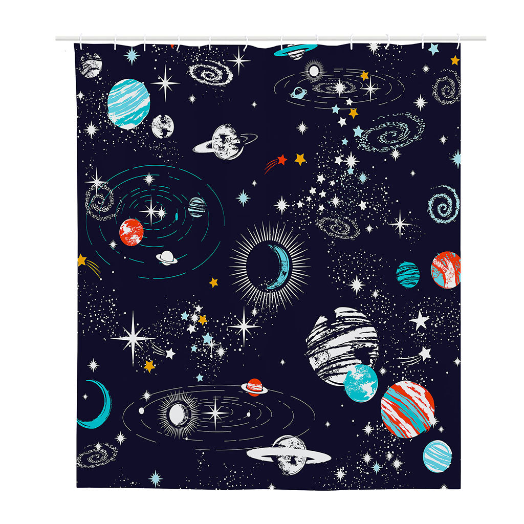 Universe Galaxy Outer Space Print Polyester Shower Curtain